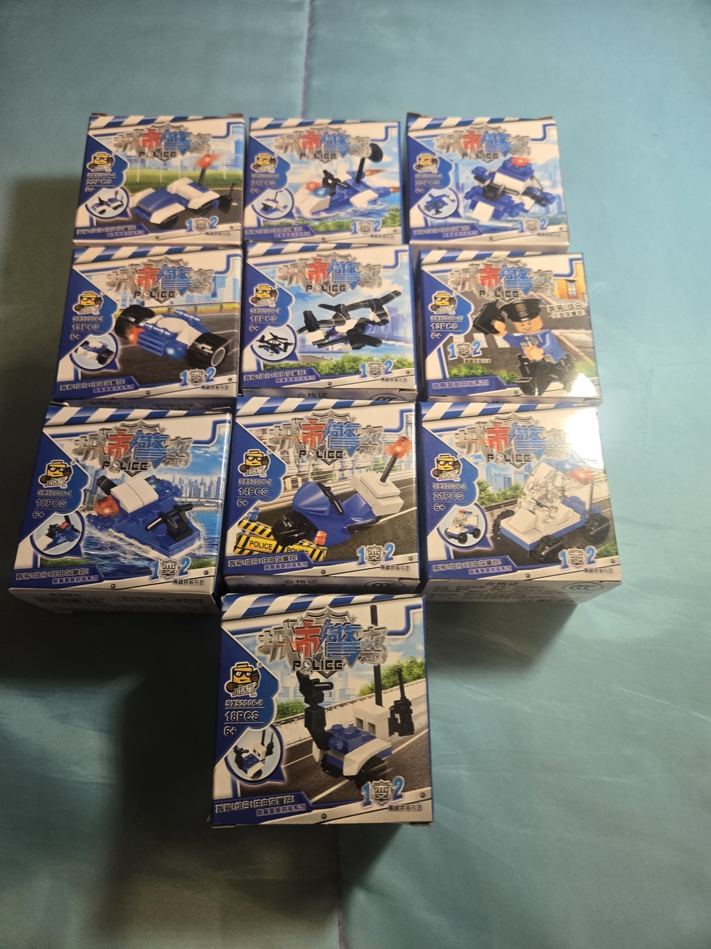 Set Of 10 Mini Police Building Blocks Sets Easy Put Together New Sealed